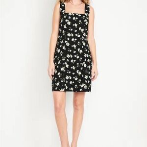 Old Navy Floral Black Linen Mini Dress